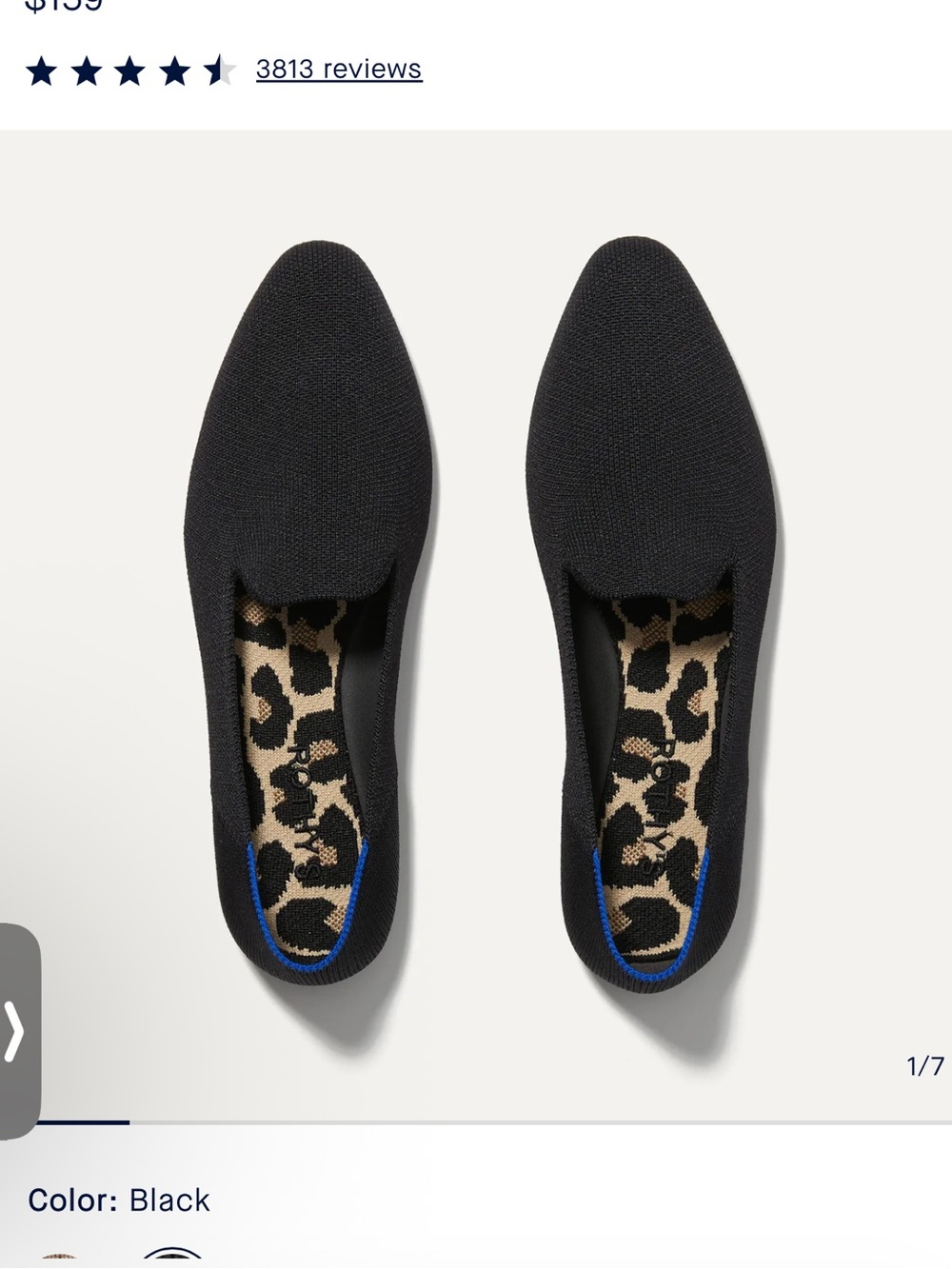 Rothy's The Almond Loafer — Black with Leopard Insole